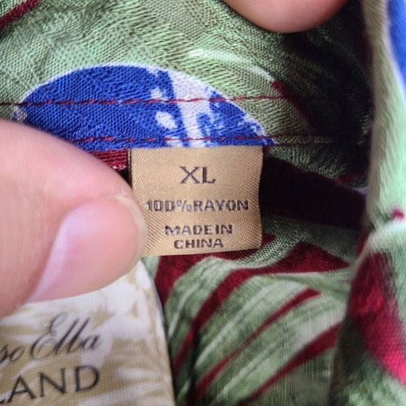 Tasso Elba Island Shirt Men's XL Multicolor Hawaiian Christmas Festive Rayon - Picture 7 of 14